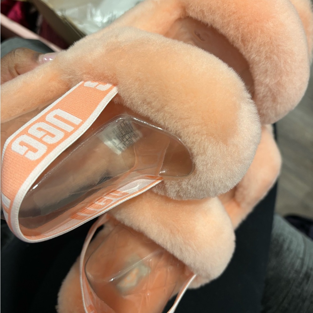 UGG Soft Coral Fluffy Slippers - Picture 9 of 9